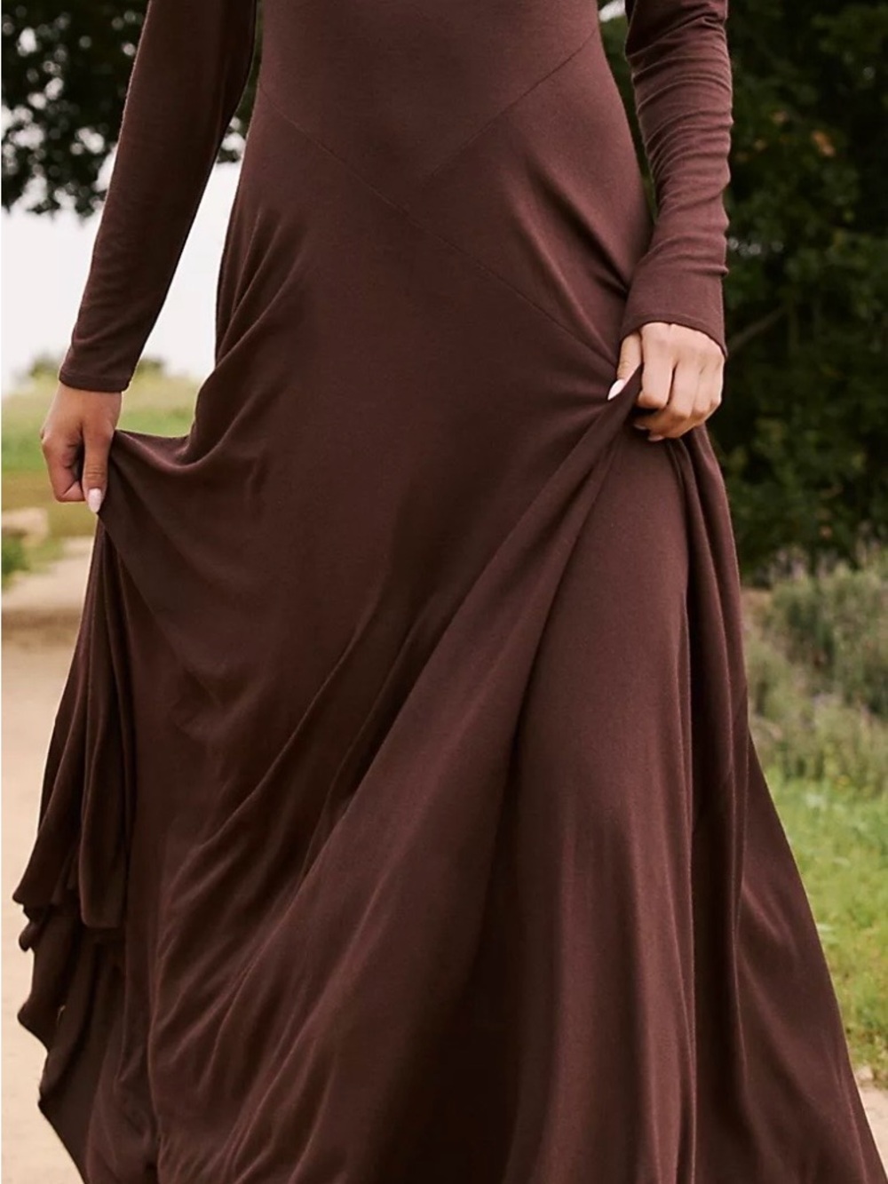 Free People Pescado Chocolate Brown Long-Sleeve Maxi Dress - Picture 3 of 6